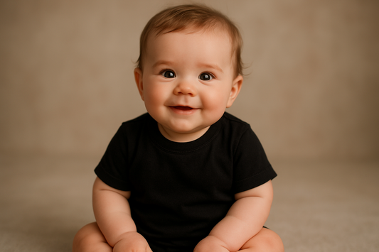 black t-shirt on baby