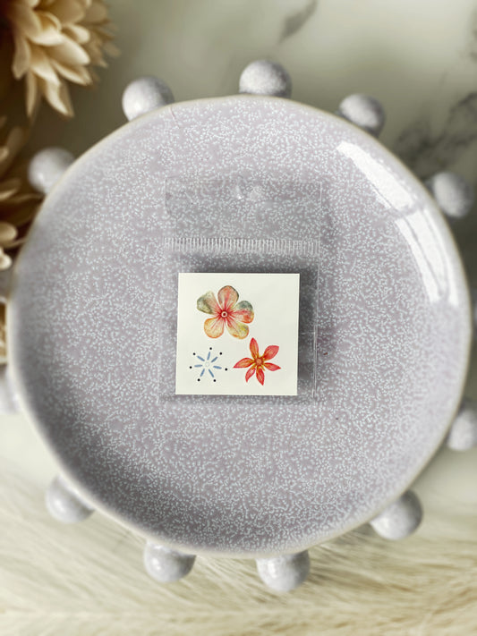 Floral Trio temporary tattoo, 1.5 by 1.5 inches (3.81 cm), wearable design for festivals, nights out, or everyday sparkle