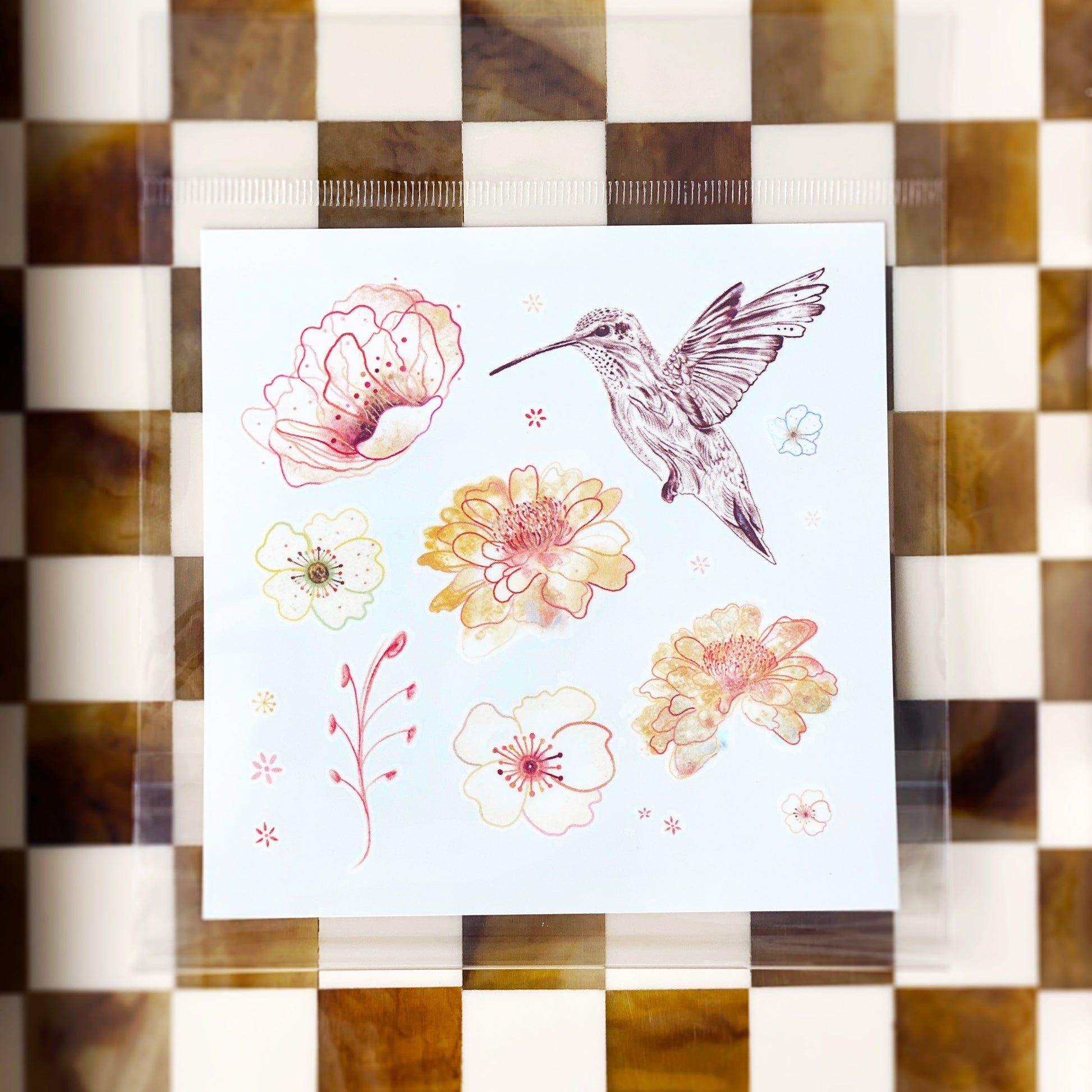 Temporary Tattoo – Assorted Birds & Flowers, 4" Square (10.16 cm x 10.16 cm)