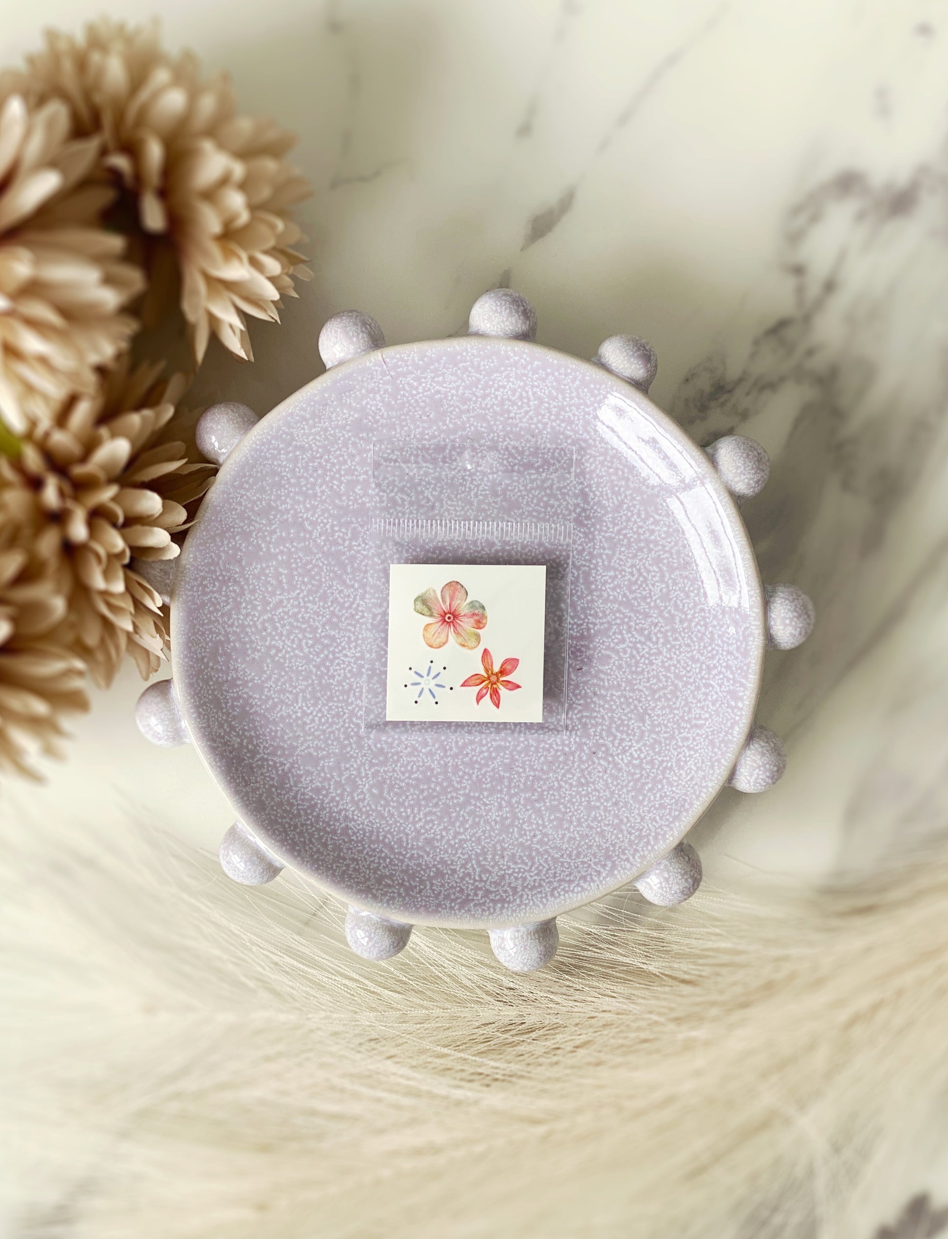 Floral Trio temporary tattoo, 1.5 by 1.5 inches, colourful design, wearable for festivals or everyday sparkle