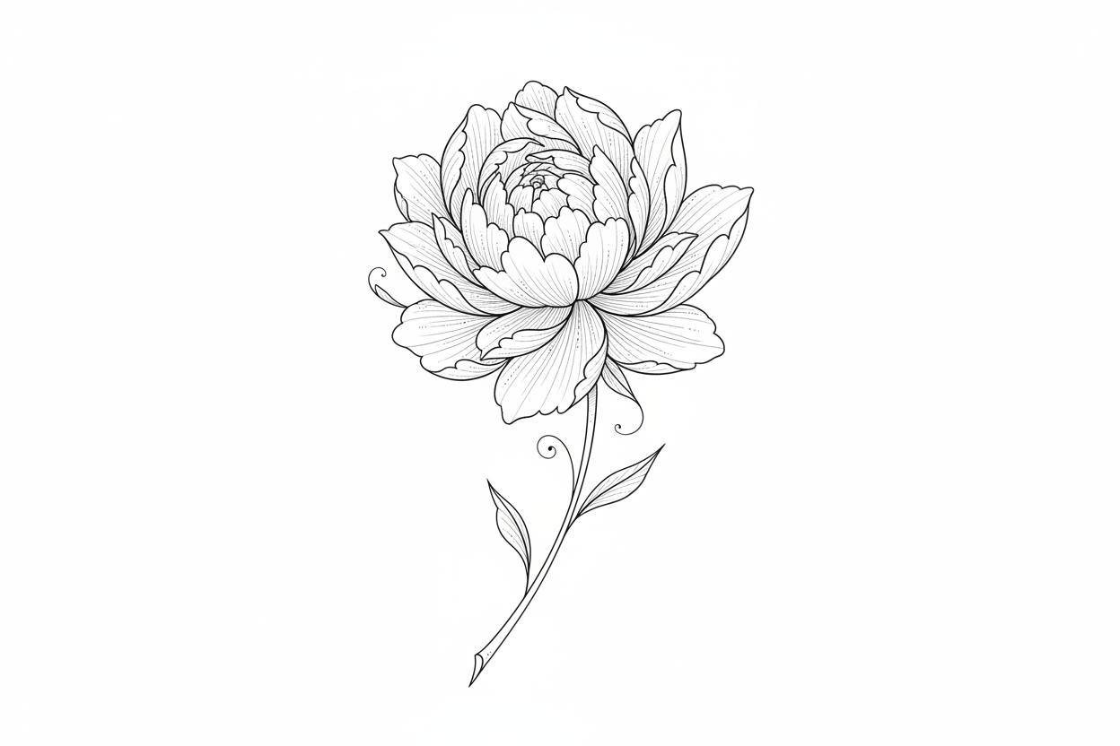 black and white fineline flower 