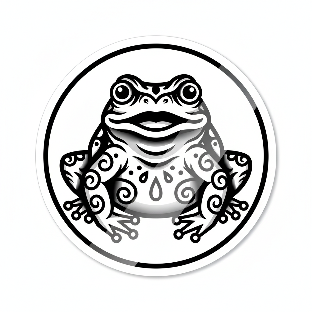black tarditional frog with shine sitcker