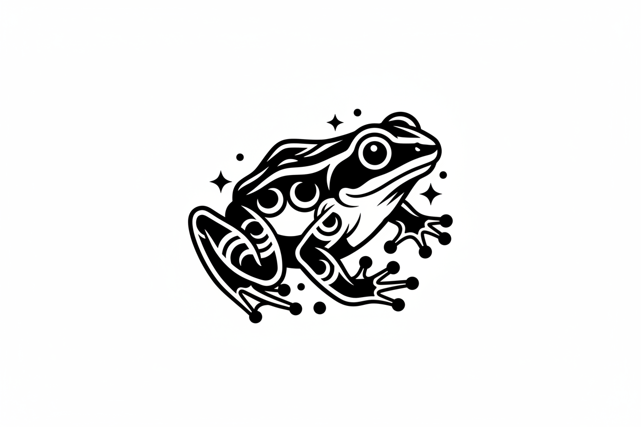 black traditional frog tattoo. 