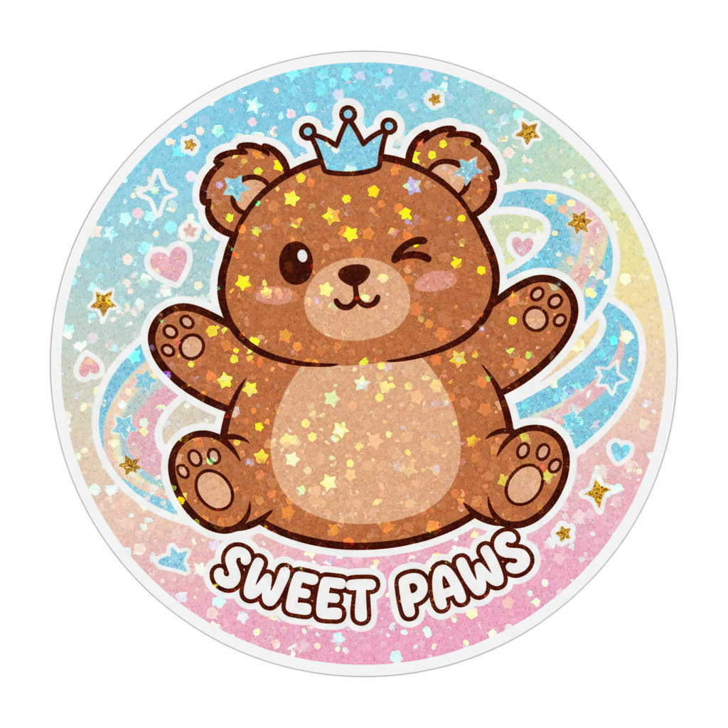glitter bear sticker
