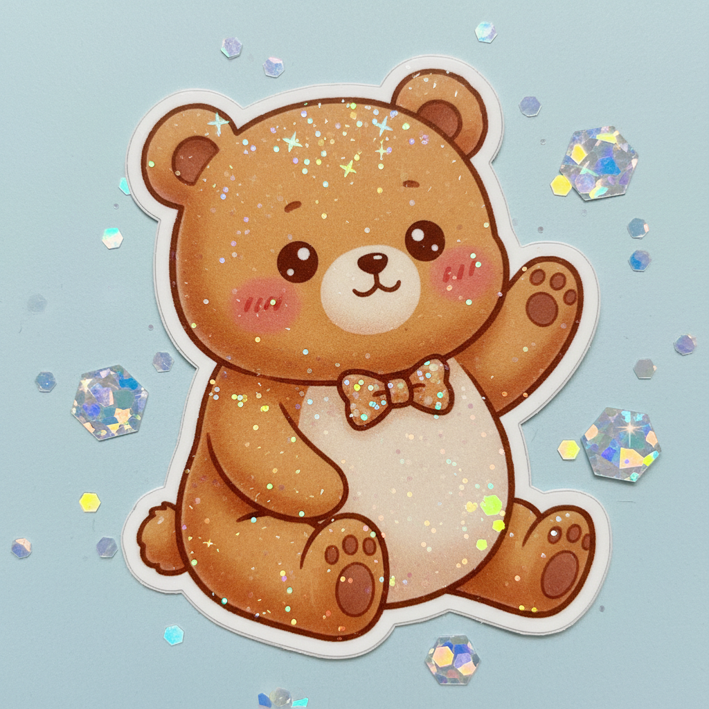 glitter bear sticker