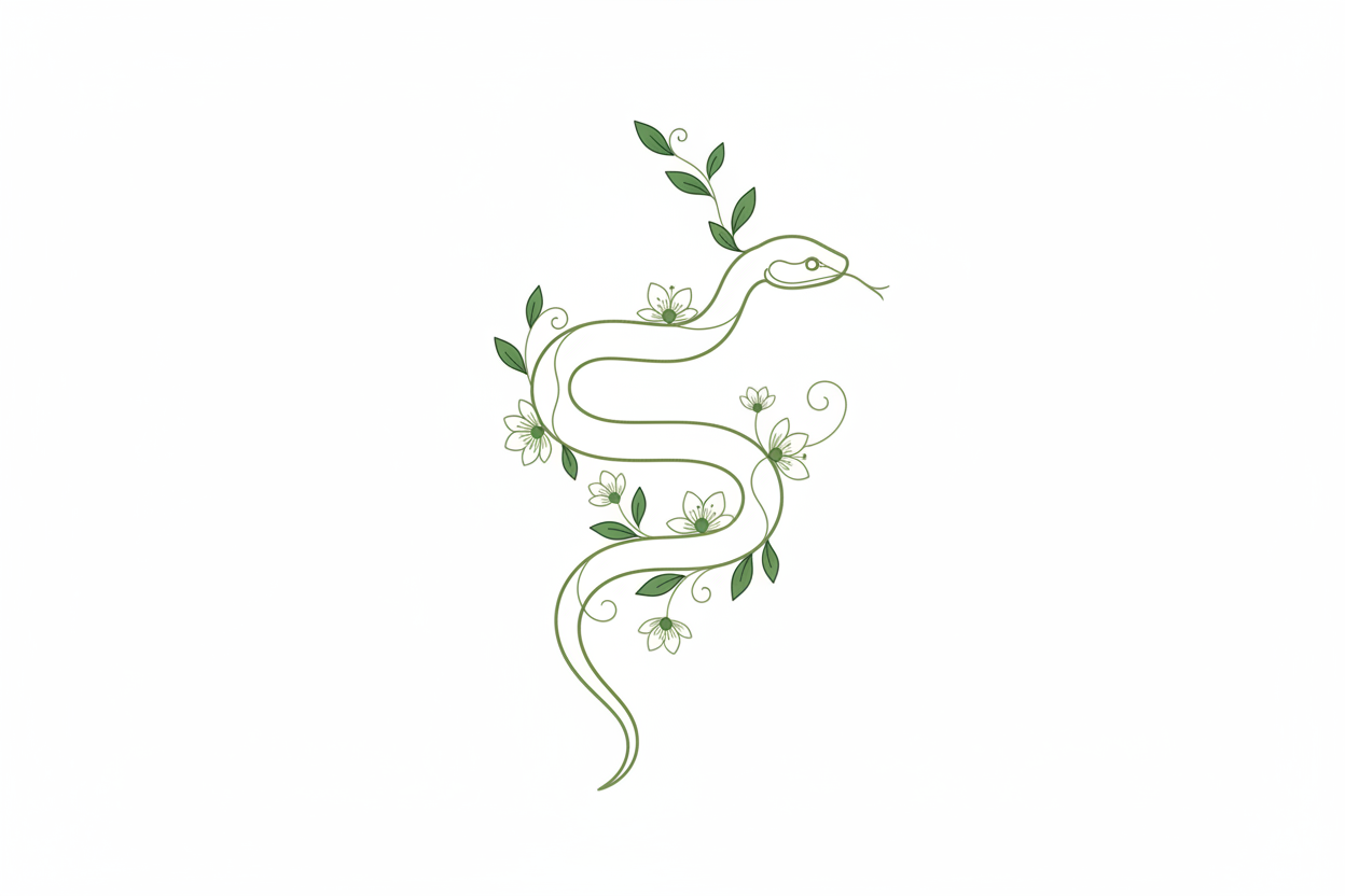 green snake temporary tattoo fineline
