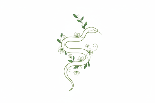green snake temporary tattoo fineline