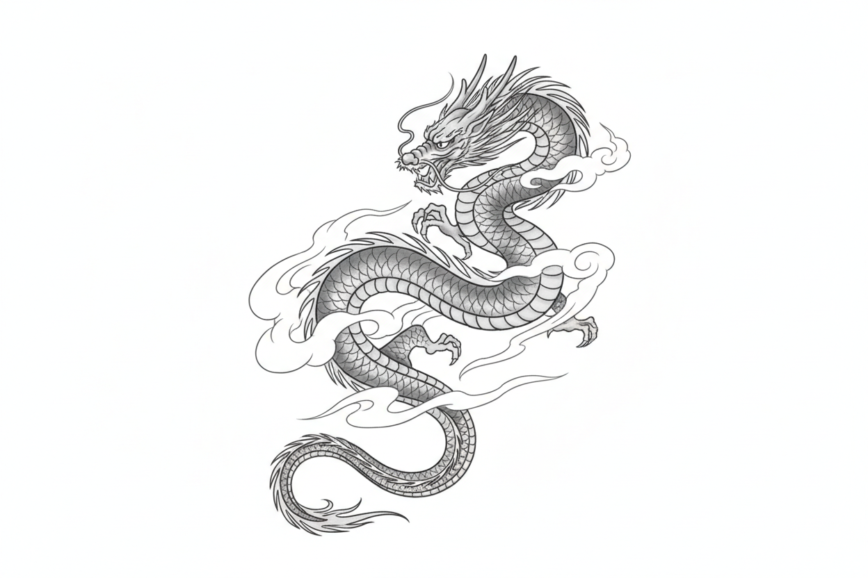 grey dragon tattoo