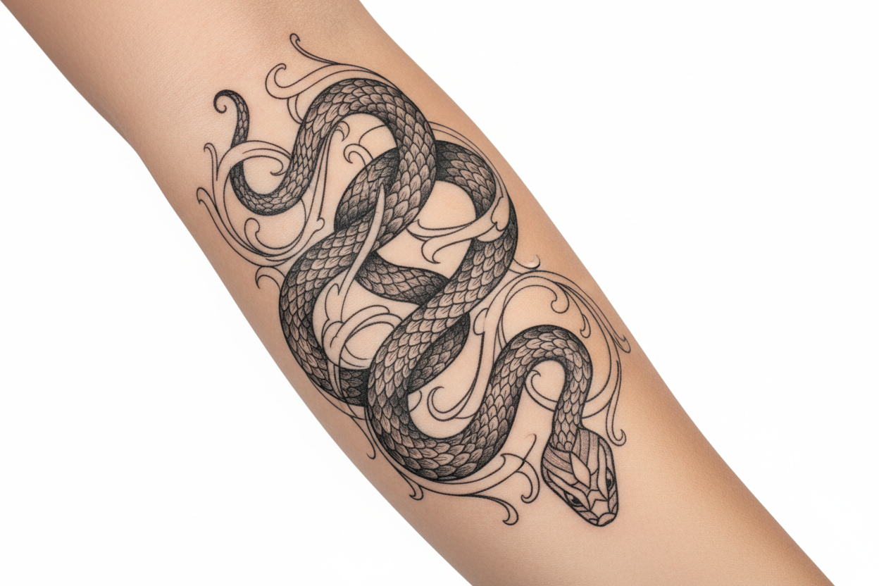 grey snake tattoo
