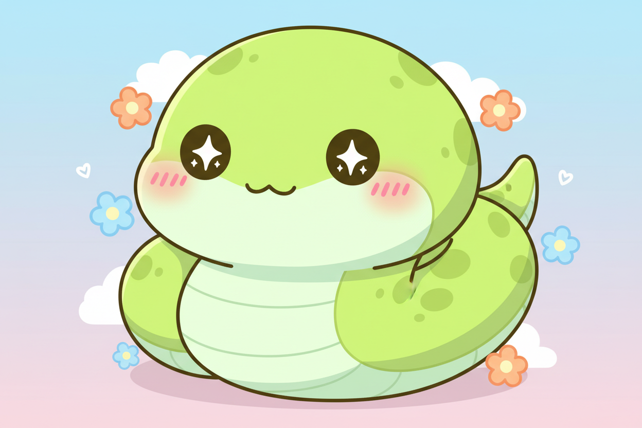 kawaii green snake