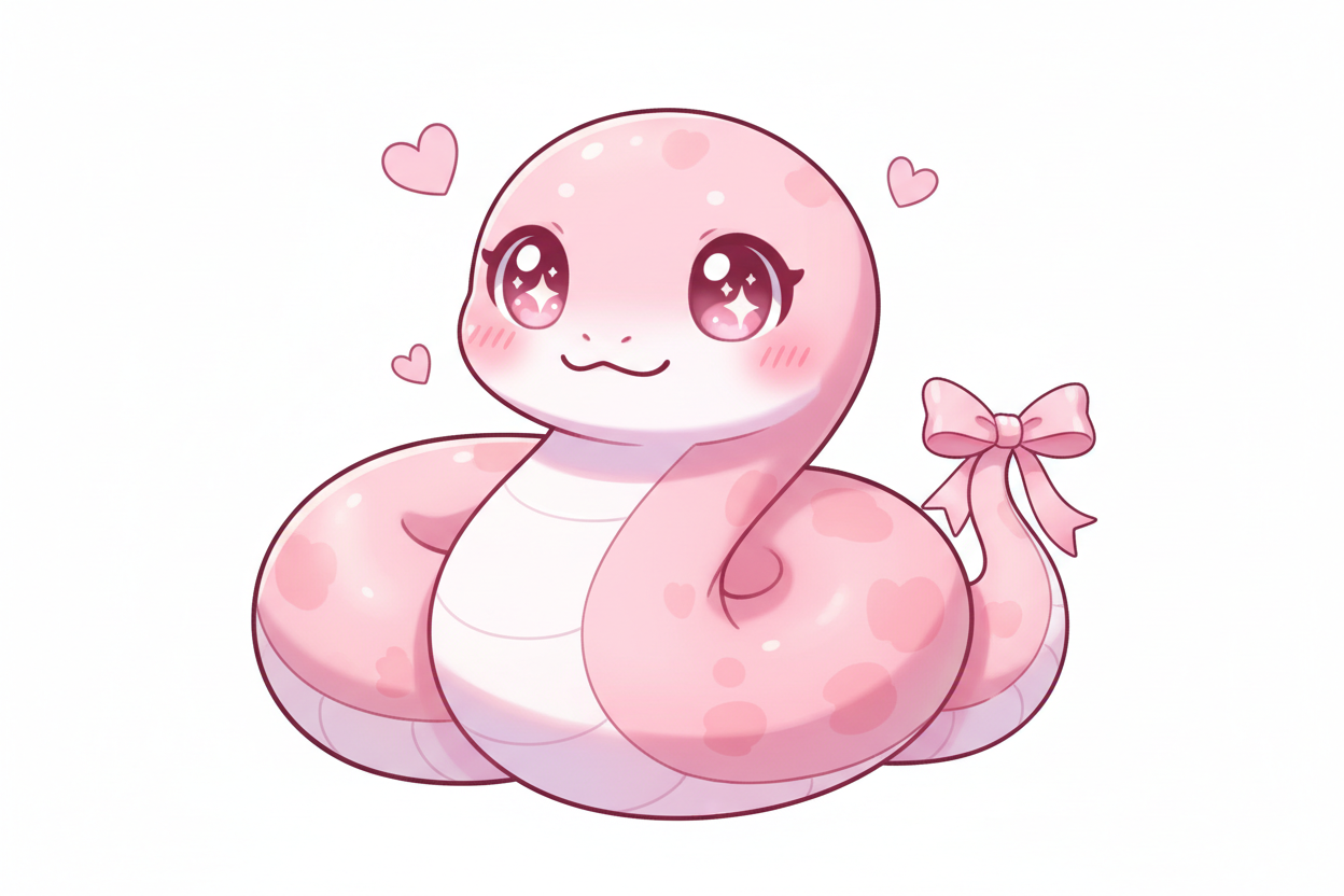kawaii pink snake