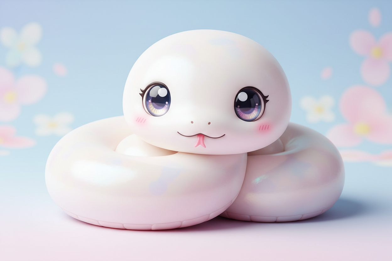 kawaii white snake 