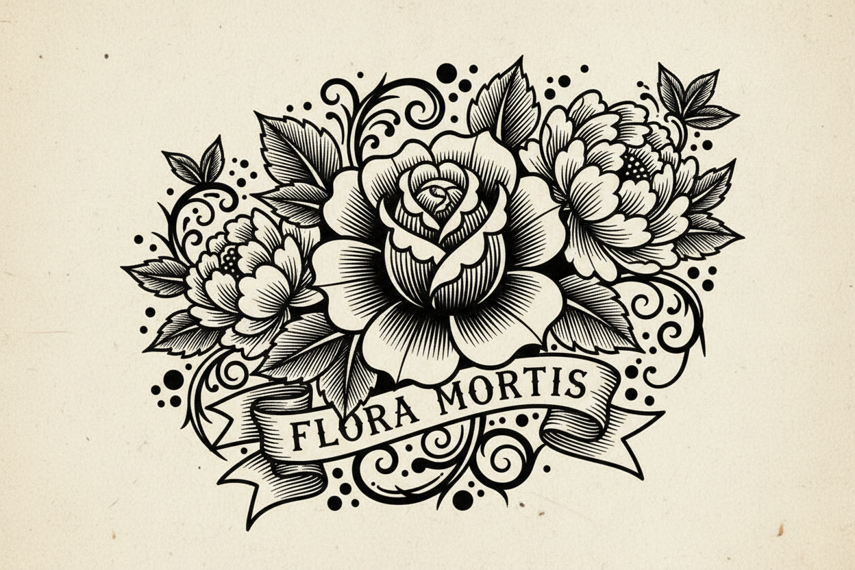 old skool black and white flower temporary tattoo
