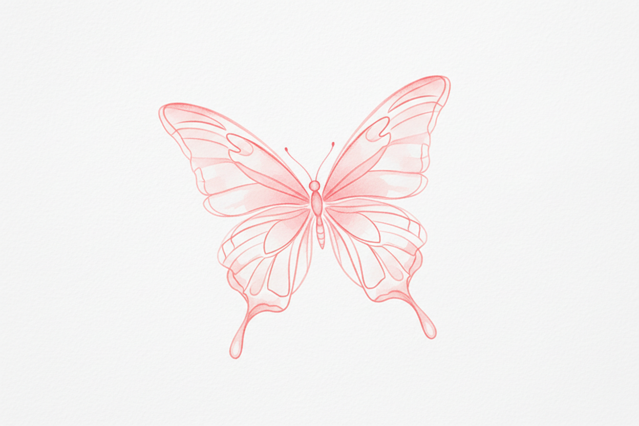Pink butterfly illustration on a light pink background
