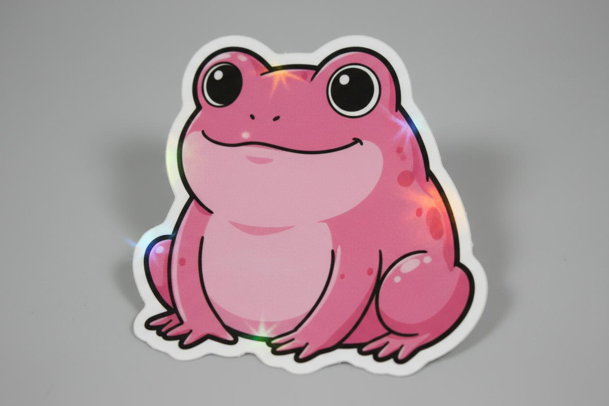 pink frog with shine sticker