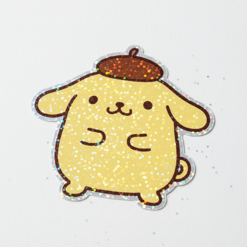 pompompurin glitter sticker