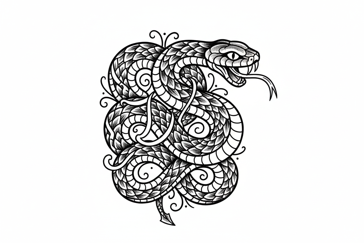 traditional black snake drawing 