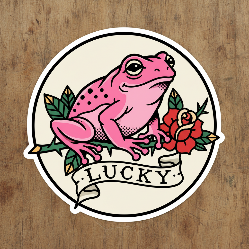 Traditional Frog pink sticker