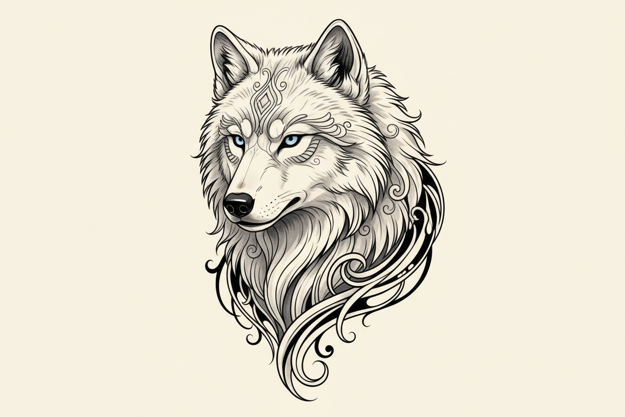 white wolf tattoo