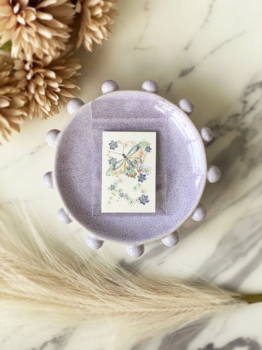 Blue flower temporary tattoo – wide view, 2 x 3 inches